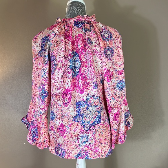 Alice and Trixie, 100 % Silk blouse, luxurious, ruffle sleeve,XS - Picture 4 of 9